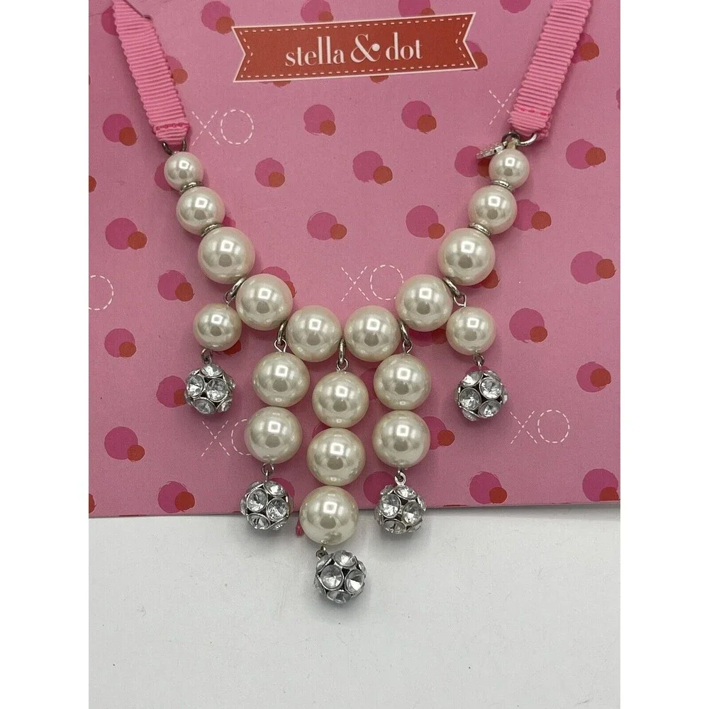 Stella & Dot Girls Olive Pearl Bob & Bracelet Set New
